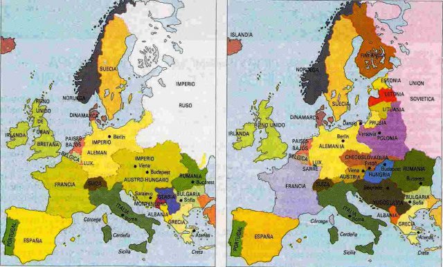 Europa, 1918-1920. Antes y después de la I Guerra Mundial